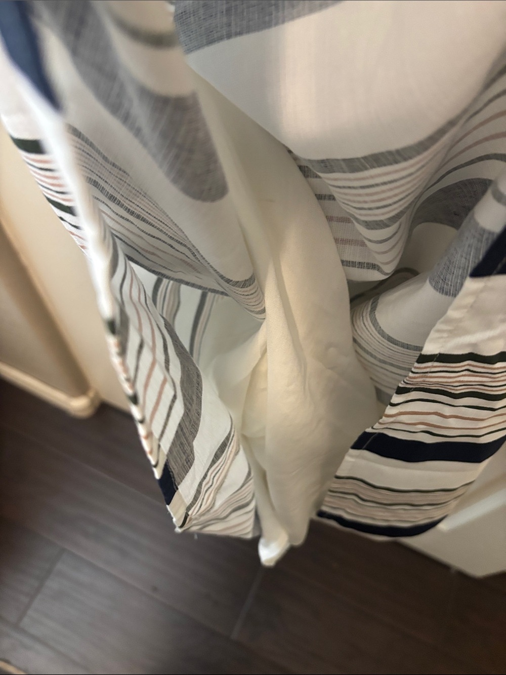 New w/out Tags orange creek Navy and White Striped Midi Dress with Tie Waist - Picture 4 of 4